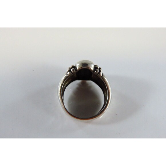 Sterling Silver & Beaded Oval Dome Ring Designer Style Size 4 1/2 - Picture 6 of 9